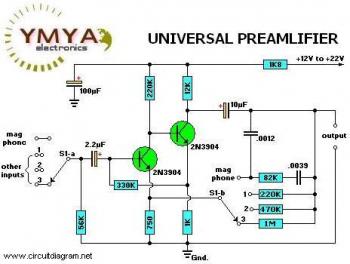 Universal Pre-Amplifier circuit diagram