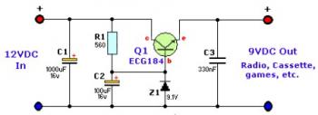 12VDC to 9VDC Converter | www.CircuitDiagram.Net