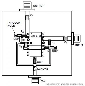 RF Amplifier based HFA3046, HFA3096, HFA3127, HFA3128 circuit diagram