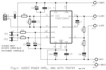 TDA7294 : 60W Power Audio Amplifier Circuit diagram