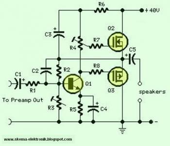 18 watt Audio Amplifier using MOSFET circuit diagram