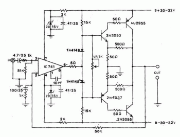 50 Watt Power Amplifier circuit diagram