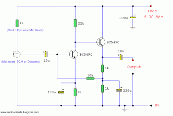 Condenser Mic preamplifier circuit diagram