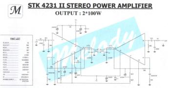 STK4231II, Stereo Amplifier 2x100 Watts circuit