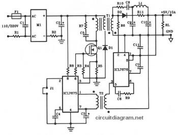 5V DC / 10A Offline Switching Power Supply circuit diagram