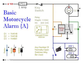 Basic Motorcycle Alarm circuit diagram