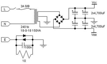 power supply for 30W Class AB Power Amplifier Circuit