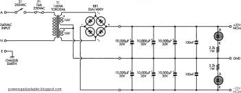 Unregulated Split Power Supply for Audio Amplifier