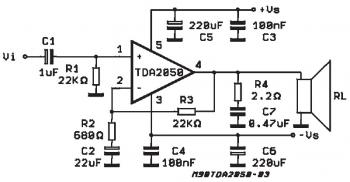 32W HiFi Audio Amplifier Circuit based TDA2050