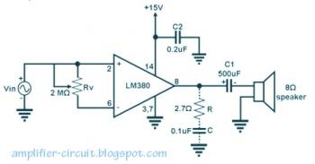 LM380 Audio Amplifier Circuit diagram