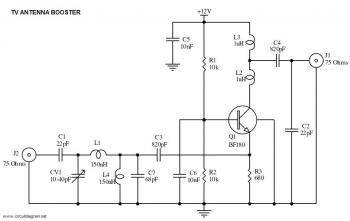 UHF TV Antenna Booster circuit diagram