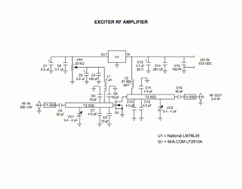 2W RF Amplifier circuit diagram