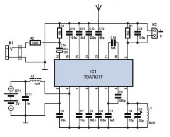 FM Receiver with TDA7012T circuit diagram