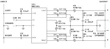 2 x 3W Stereo Audio Amplifier with IC BA5406 circuit diagram