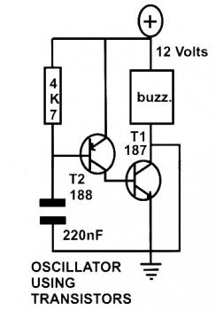 Basic Oscillator Circuit using Two Transistors