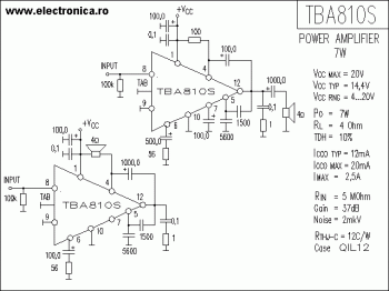 7 watt amplifier circuit diagram