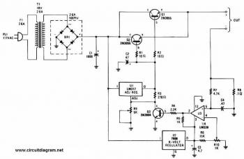 Adjustable Regulated Battery Charger circuit diagram