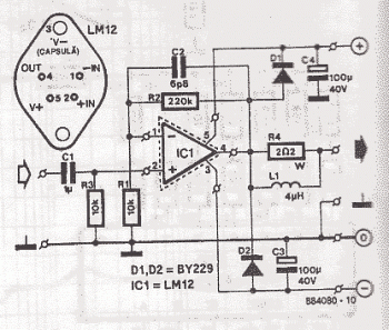 80W  Audio Amplifier circuit with LM12