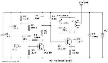 9V FM Radio Transmitter circuit diagram
