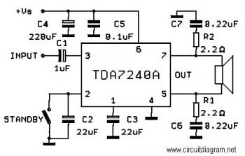 20W Bridge Amplifier circuit diagram
