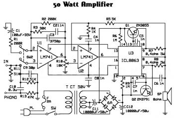 50W Audio Amplifier Circuit