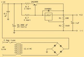 LM317T Voltage Regulator Circuit with Pass Transistor