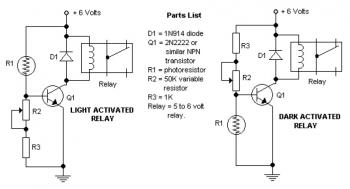 Dark and Light Activated Relay circuit diagram