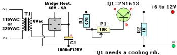 6-12V Variable Regulated Power Supply circuit diagram