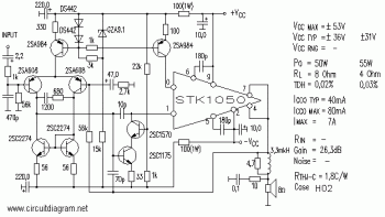 50W Power Amplifier with STK-1050 circuit diagram
