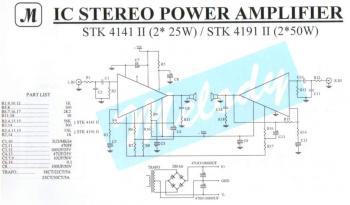 2x25W Stereo Power Amplifier with STK4141II circuit diagram