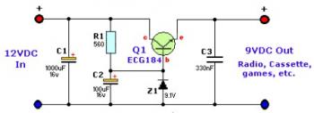 12VDC to 9VDC Converter circuit diagram