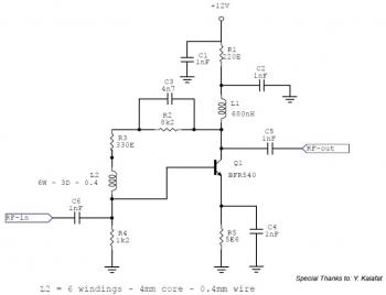 RF Amplifier Circuit 10MHz - 500MHz based BFR540