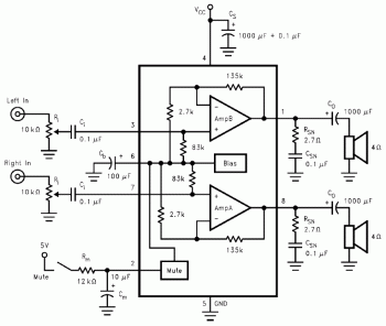 2x11W Stereo Audio Amplifier with LM4755 « Audio Amplifier Circuit