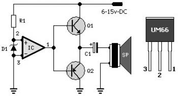UM66 Music Generator Circuit diagram