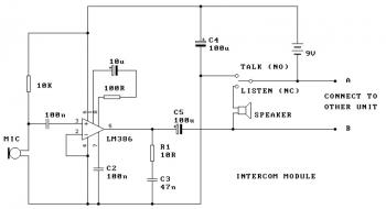 Two Station Intercom circuit diagram
