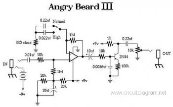 Angry Beard III Electric Guitar Effect circuit diagram